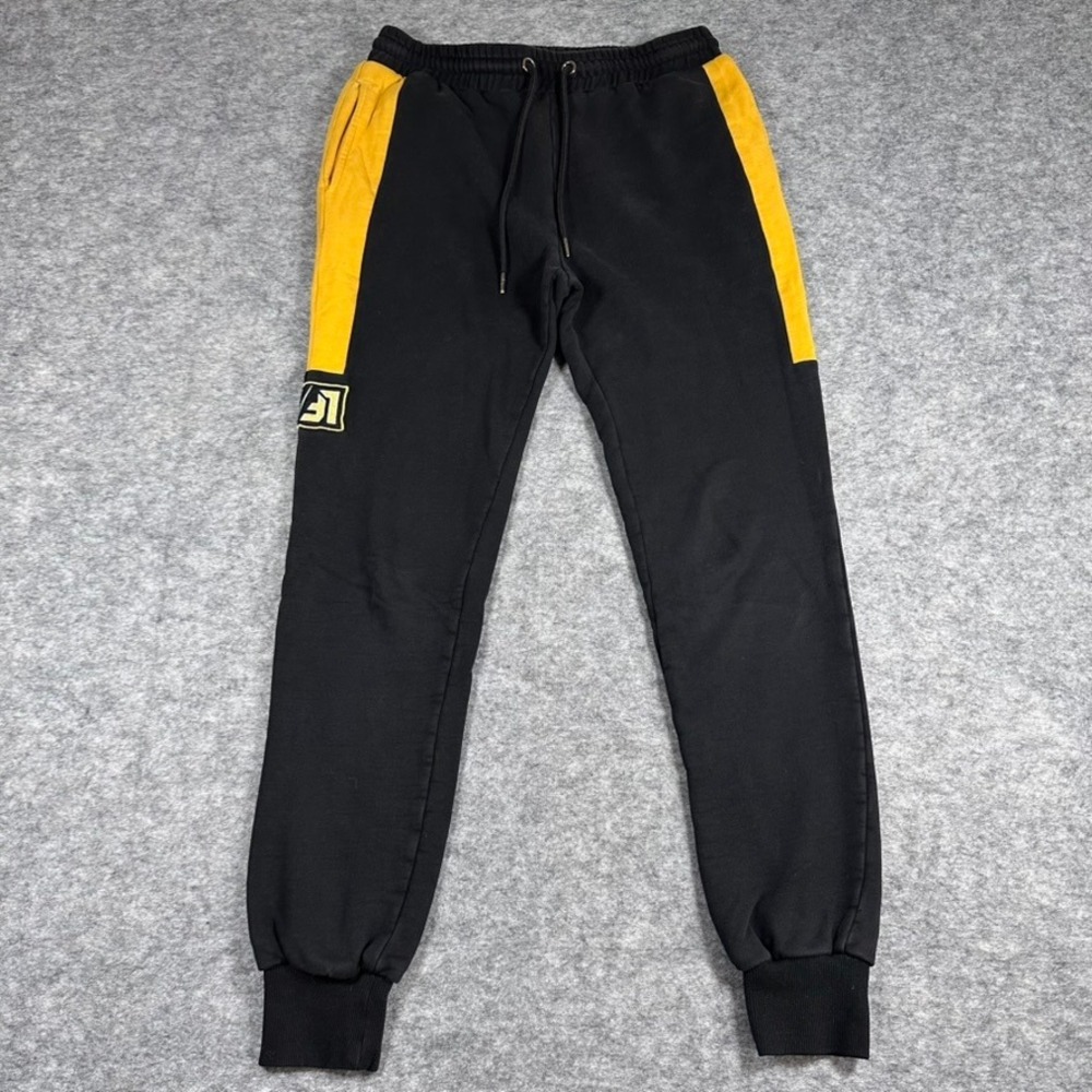 LF Los Angeles Joggers Black Yellow Colorblock Sweatpants Logo Mens XS